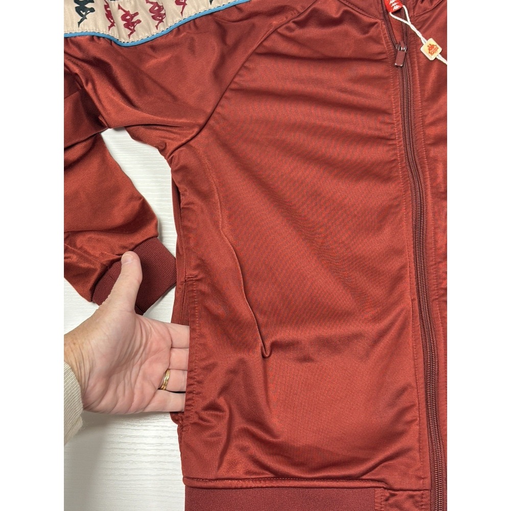 Vtg Kappa Track Jacket Y2K Blokecore Burgundy 12Y‎ Euro Soccer Logo Tape Zip Up - Picture 6 of 10